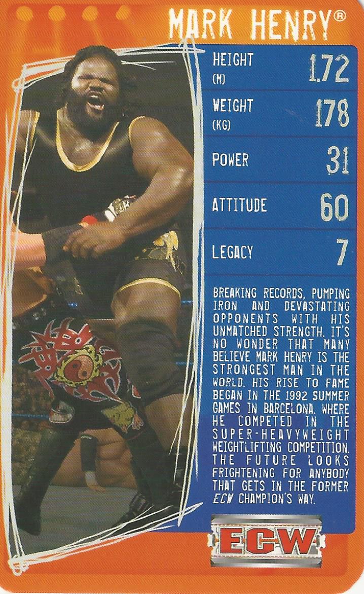 WWE Top Trumps Specials 2009 Mark Henry trading card PW Catalog