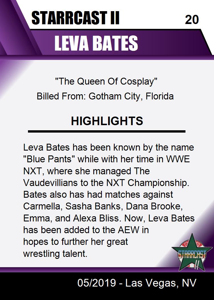 Leva Bates trading card PW Catalog