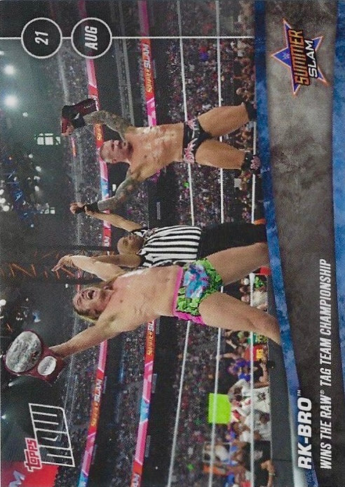 Rk-Bro Wins the RAW TAG Team Championship trading card PW Catalog