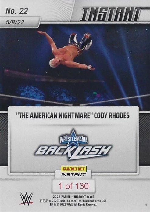 “The American Nightmare” Cody Rhodes – Rhodes Takes Out Rollins for the Second Time trading card PW Catalog