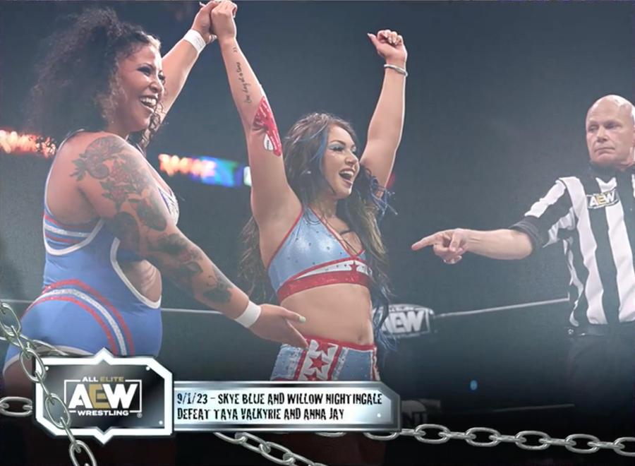 9/1/23 – Skye Blue, Willow Nightingale – Skye Blue and Willow Nightingale Defeat Taya Valkyrie and Anna JAY