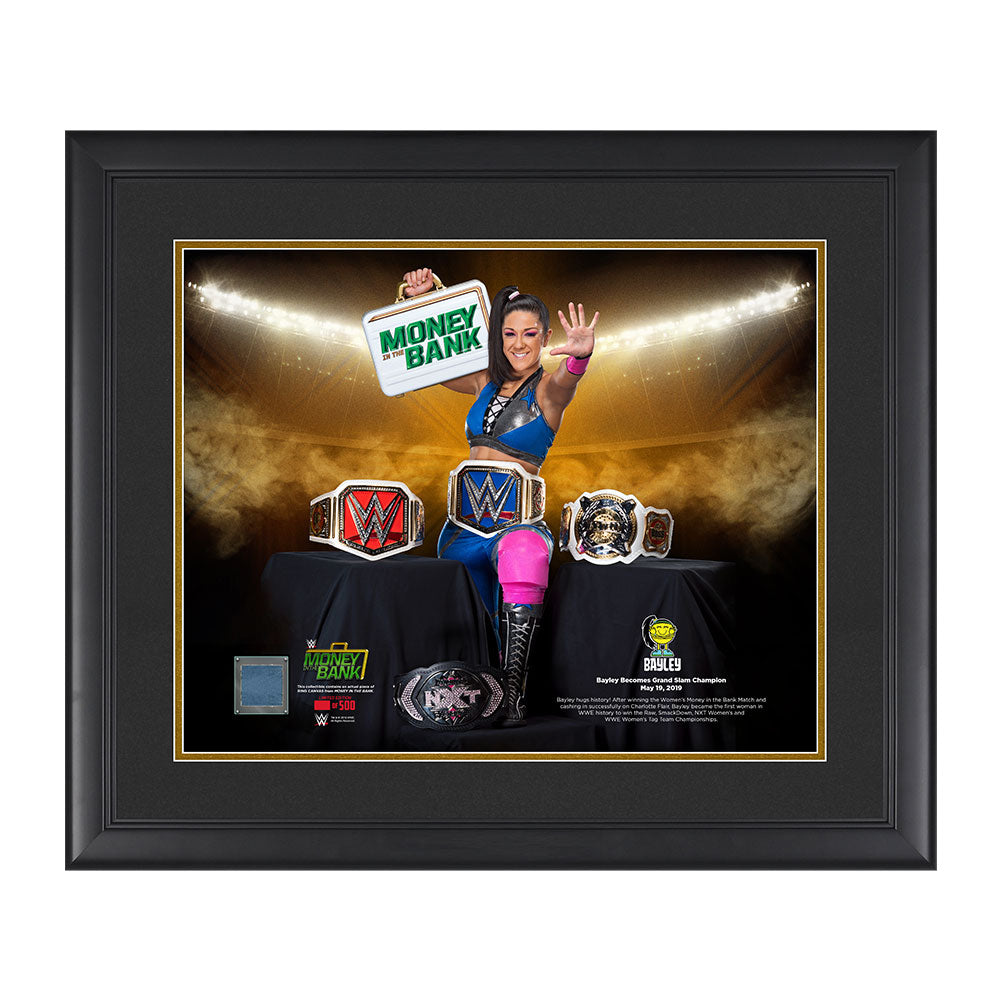 Bayley "Grand Slam Champion" 20 x 24 Used Ring Canvas Plaque