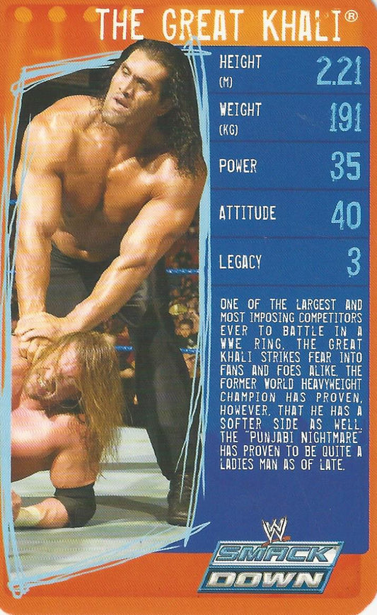 WWE Top Trumps Specials 2009 The Great Khali trading card PW Catalog