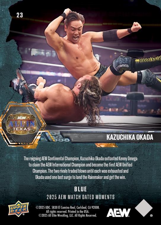 Kazuchika Okada – Kazuchika Okada Claims the AEW Unified Championship With Win Over Kenny Omega trading card PW Catalog