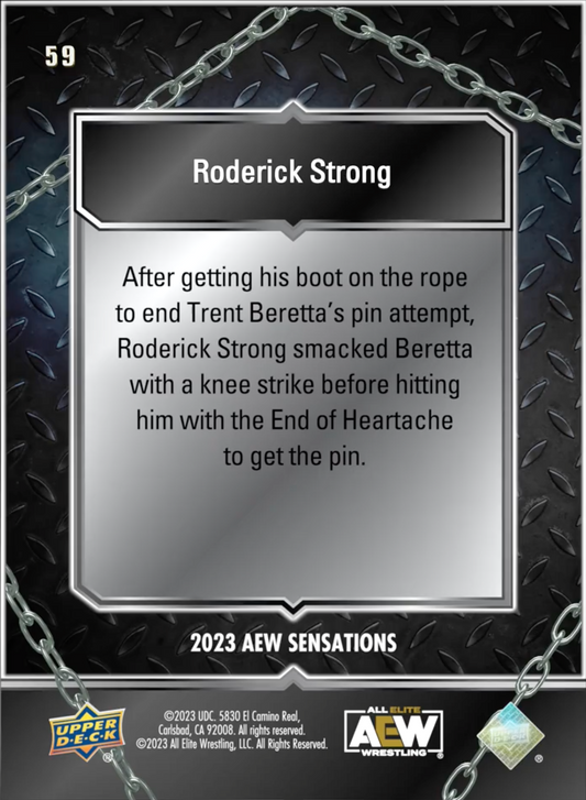 9/6/23 – Roderick Strong – Roderick Strong Advances in Grand Slam World Title Eliminator Tournament trading card PW Catalog