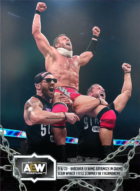 9/6/23 – Roderick Strong – Roderick Strong Advances in Grand Slam World Title Eliminator Tournament trading card PW Catalog