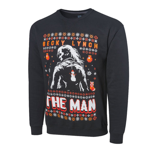 Becky Lynch "The Man" Ugly Holiday Sweatshirt Sweatshirt PW Catalog