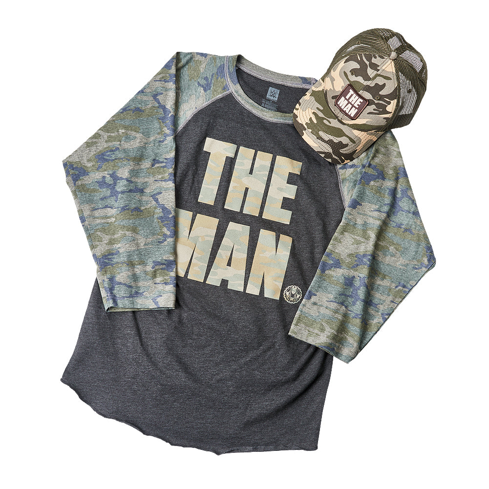 Becky Lynch Camouflage Raglan Baseball Shirt & Hat Set