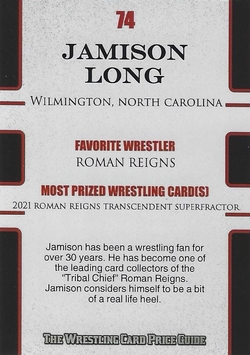 Jamison Long trading card PW Catalog