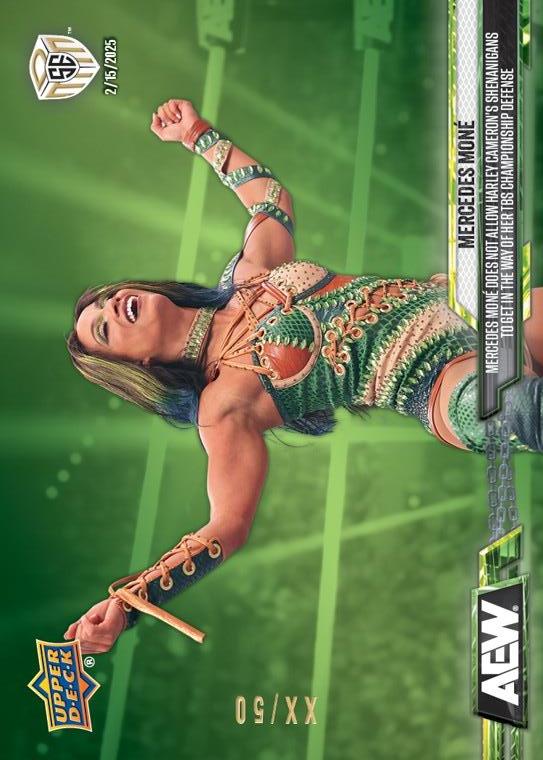 Mercedes MONÉ – Mercedes MONÉ Does Not Allow Harley Cameron’s Shenanigans to Get in the Way of HER TBS Championship Defense trading card PW Catalog