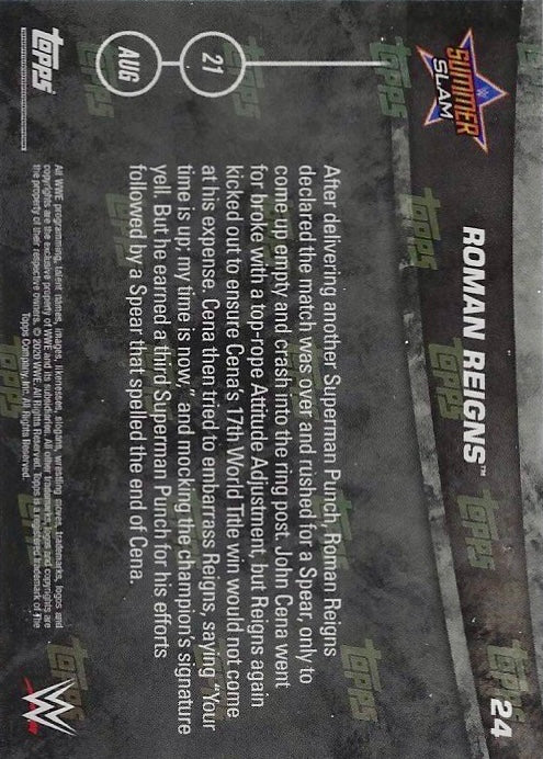 Roman Reigns Defeats John Cena to Retain the Universal Championship trading card PW Catalog