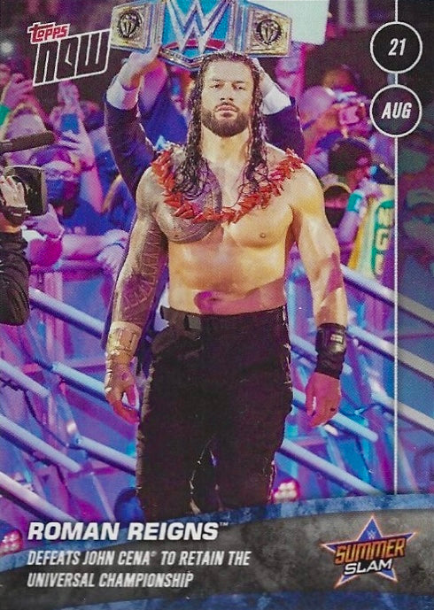 Roman Reigns Defeats John Cena to Retain the Universal Championship trading card PW Catalog