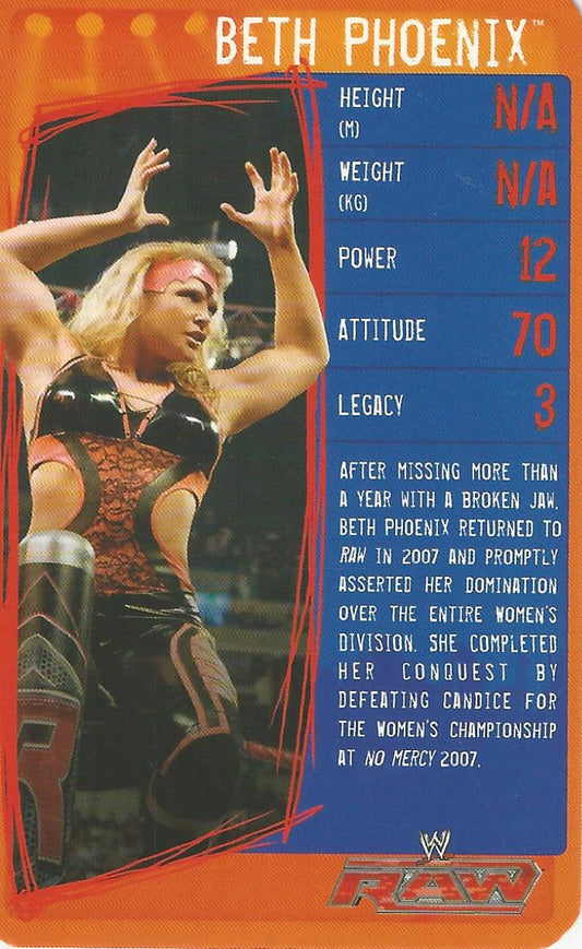 WWE Top Trumps Specials 2009 Beth Phoenix trading card PW Catalog
