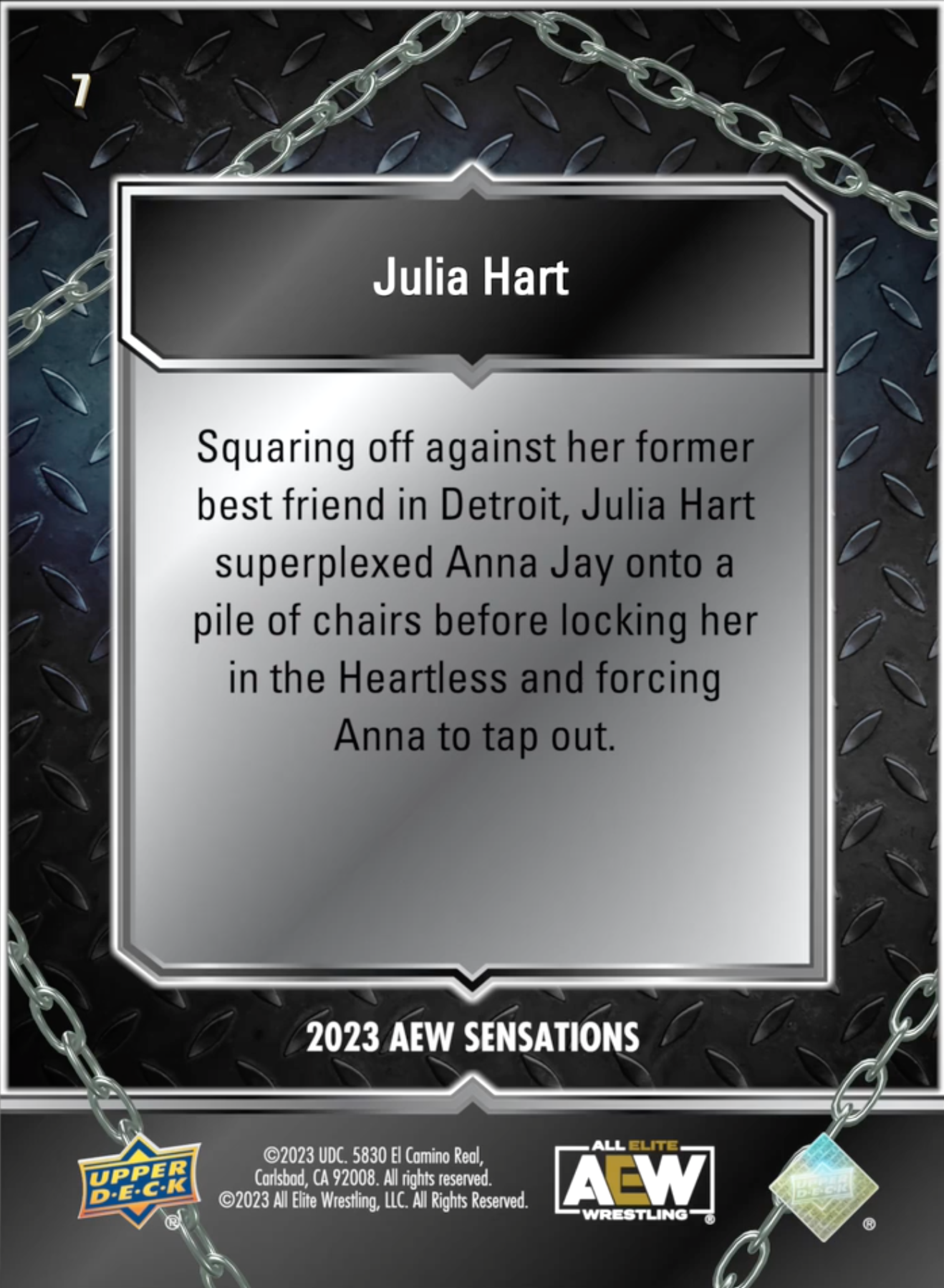 5/10/23 – Julia Hart – Julia Hart Forces Anna JAY to TAP Out at Dynamite trading card PW Catalog
