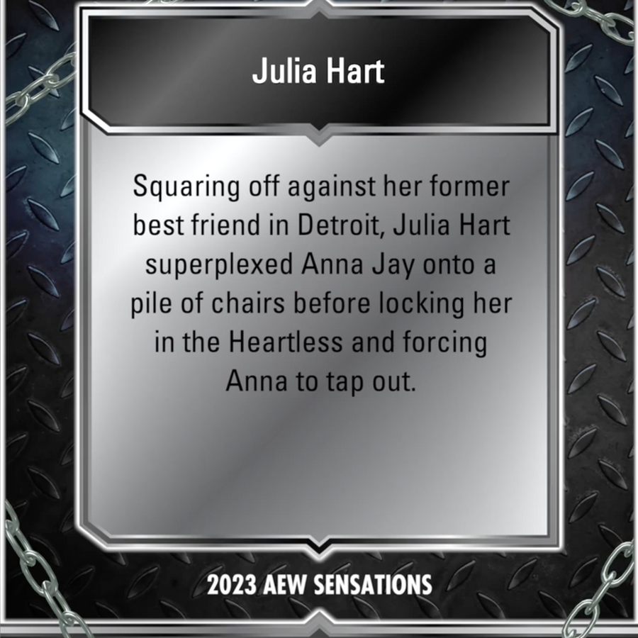 5/10/23 – Julia Hart – Julia Hart Forces Anna JAY to TAP Out at Dynamite trading card PW Catalog