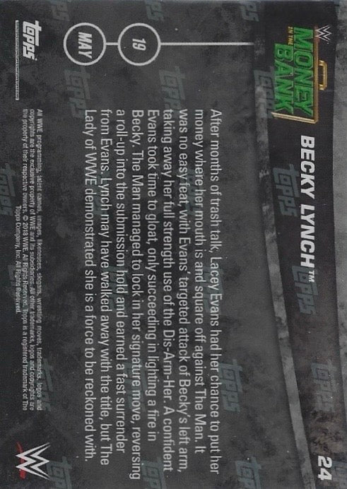 Becky Lynch DEF. Lacey Evans to Retain the RAW Championship trading card PW Catalog