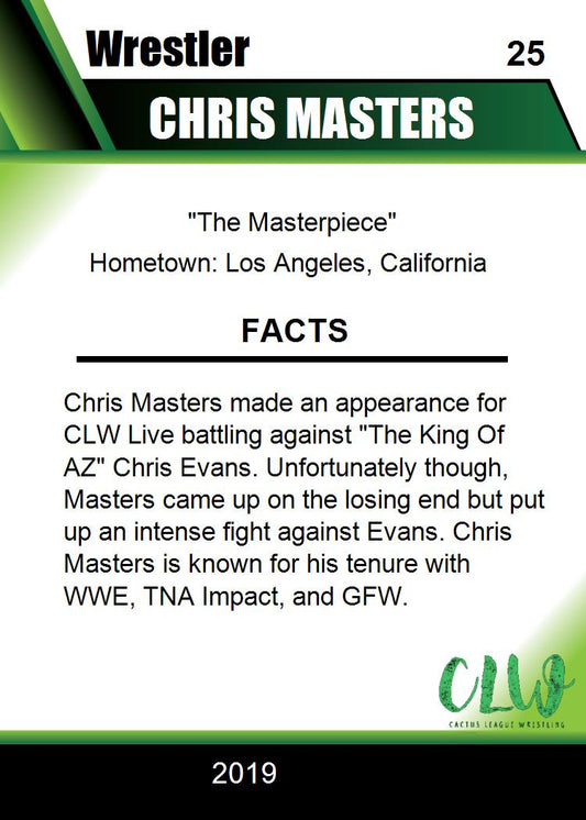 Chris Masters trading card PW Catalog