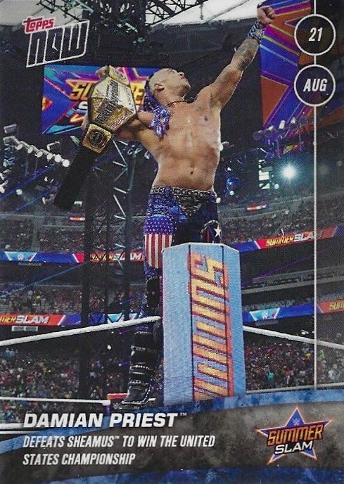 Damian Priest Defeats Sheamus to Win the United States Championship trading card PW Catalog