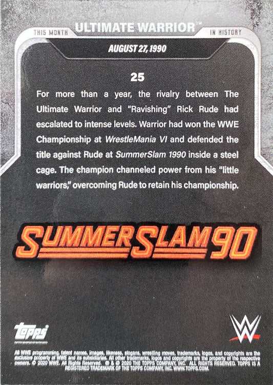 Summerslam 90 – August 27, 1990 Ultimate Warrior DEF. Rick Rude trading card PW Catalog