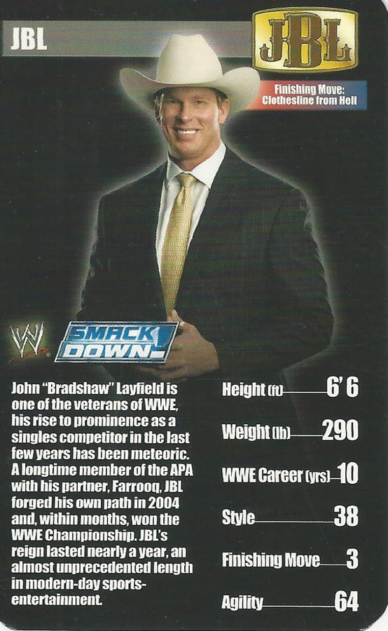 WWE Top Trumps Superstars 1 2005 JBL trading card PW Catalog