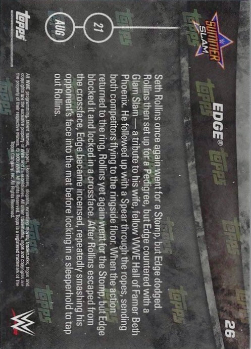 Edge Defeats Seth Rollins trading card PW Catalog