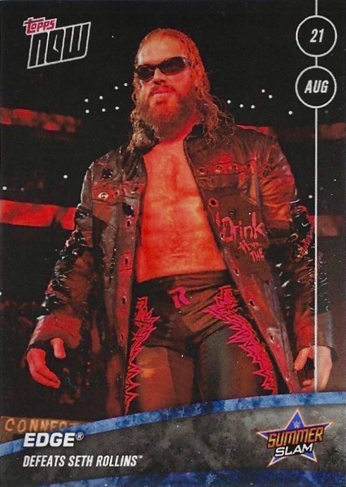 Edge Defeats Seth Rollins trading card PW Catalog
