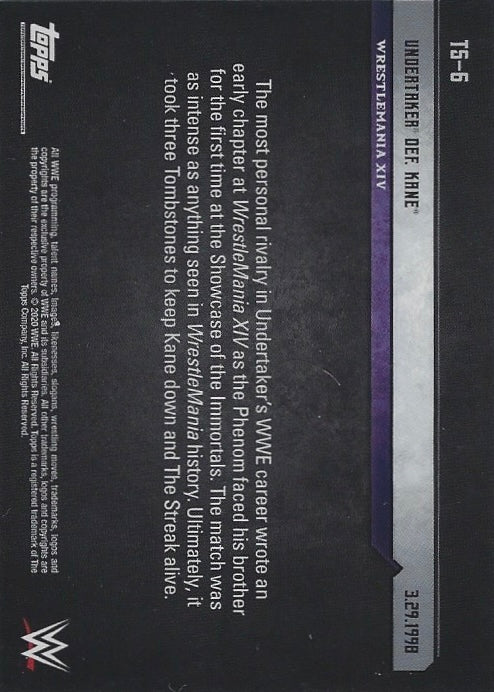 Wrestlemania XIV – Undertaker DEF. Kane trading card PW Catalog