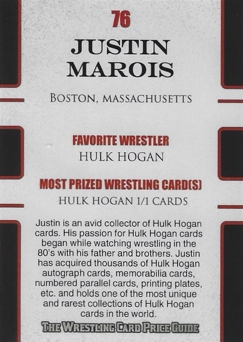 Justin M. Marois “Bandino” trading card PW Catalog