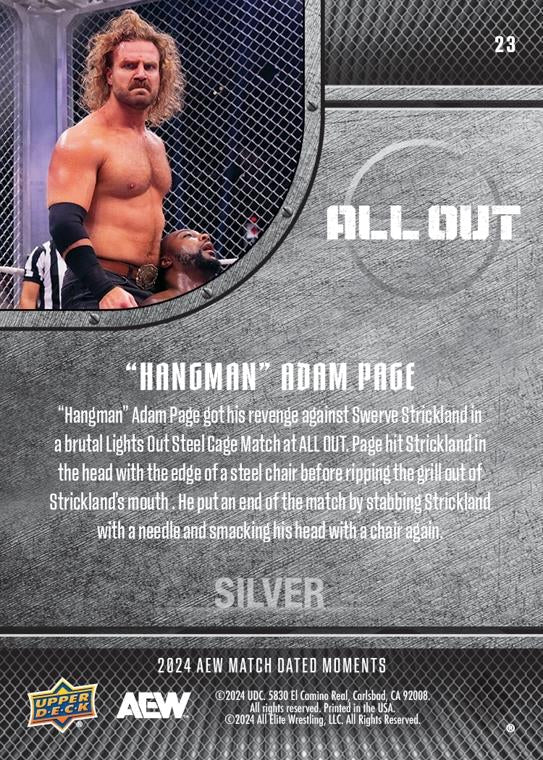 “Hangman” Adam Page – “Hangman” Adam Page Outlasts Swerve Strickland in a Brutal Lights Out Steel Cage Match