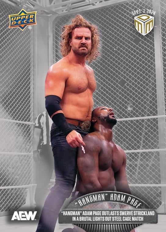 “Hangman” Adam Page – “Hangman” Adam Page Outlasts Swerve Strickland in a Brutal Lights Out Steel Cage Match