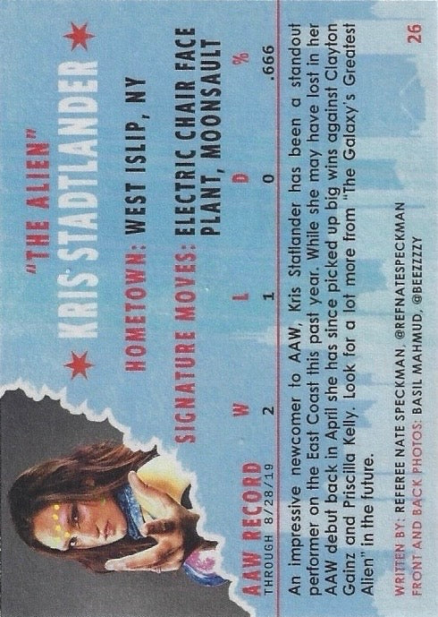 “The Alien” Kris Stadtlander trading card PW Catalog