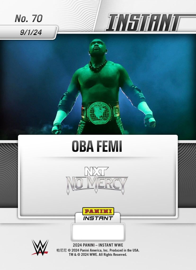 OBA Femi – OBA Femi Retains the NXT North American Championship trading card PW Catalog