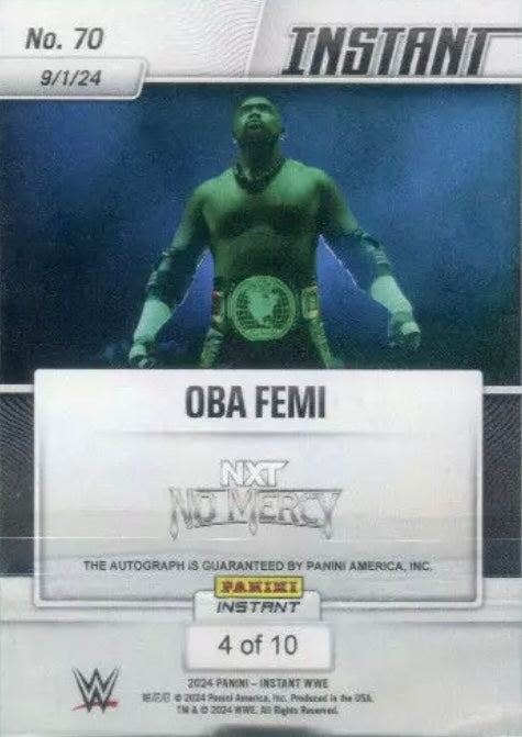 OBA Femi – OBA Femi Retains the NXT North American Championship trading card PW Catalog