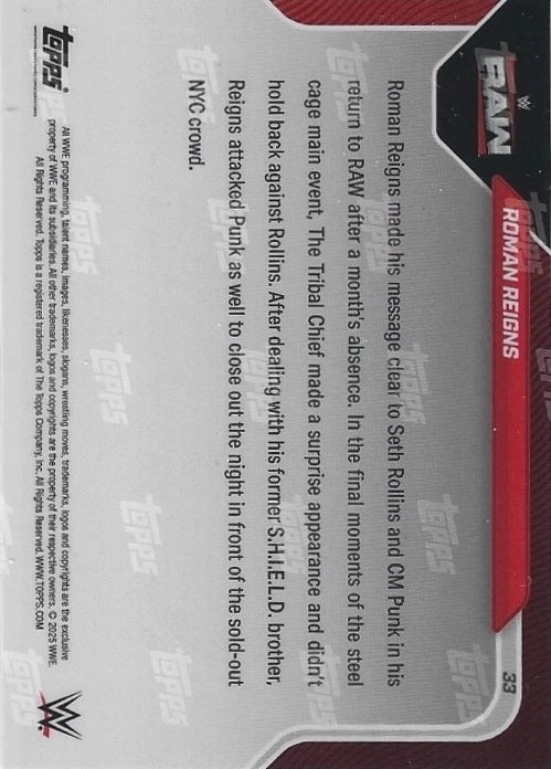 Roman Reigns ‘YTC’ Gets Revenge: Crashes Cage Match Main Event trading card PW Catalog