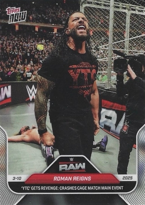 Roman Reigns ‘YTC’ Gets Revenge: Crashes Cage Match Main Event trading card PW Catalog