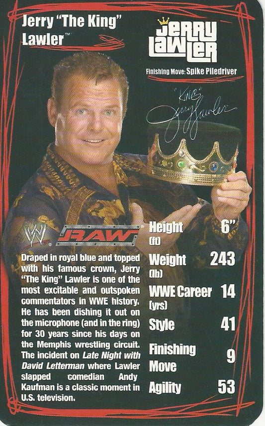 WWE Top Trumps 2006 Superstars 2 Jerry Lawler trading card PW Catalog