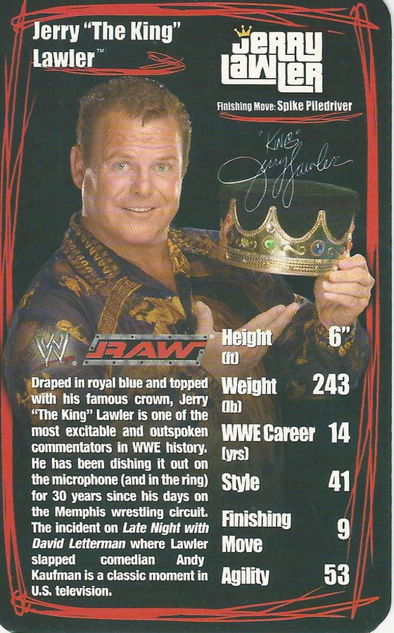 WWE Top Trumps 2006 Superstars 2 Jerry Lawler trading card PW Catalog