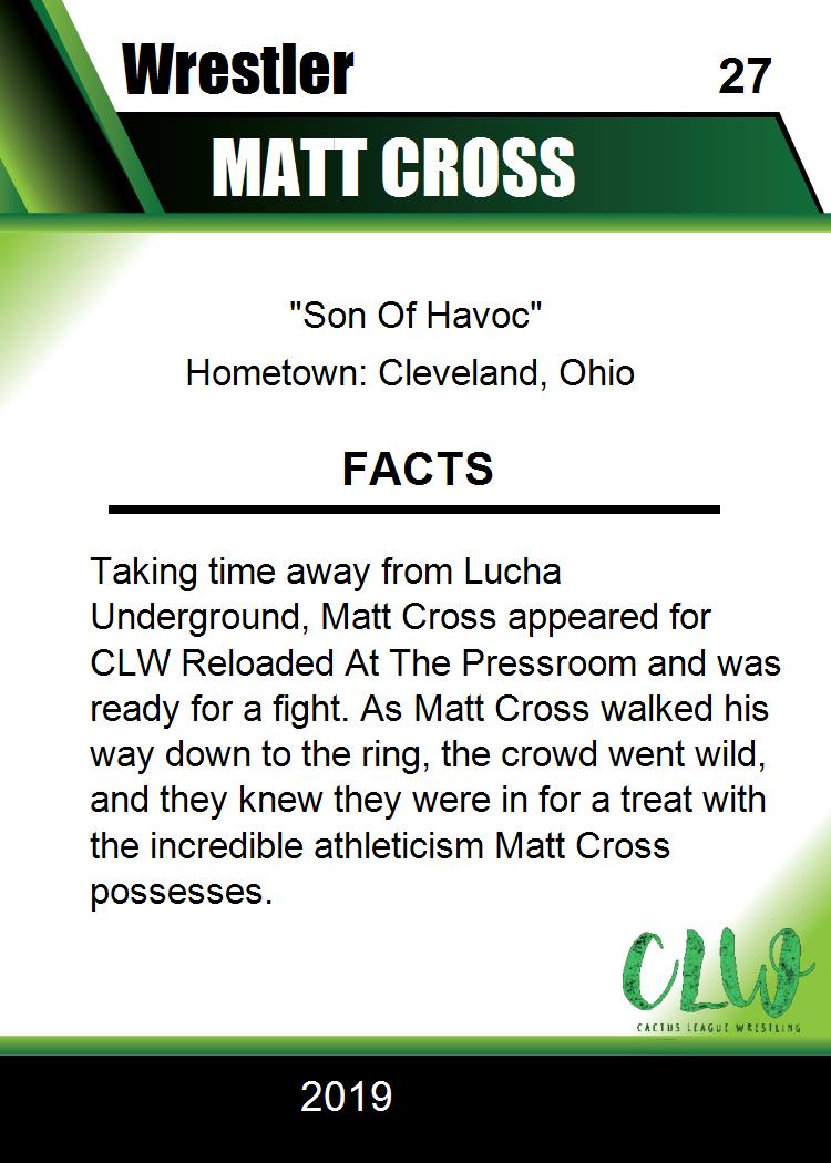 Matt Cross trading card PW Catalog