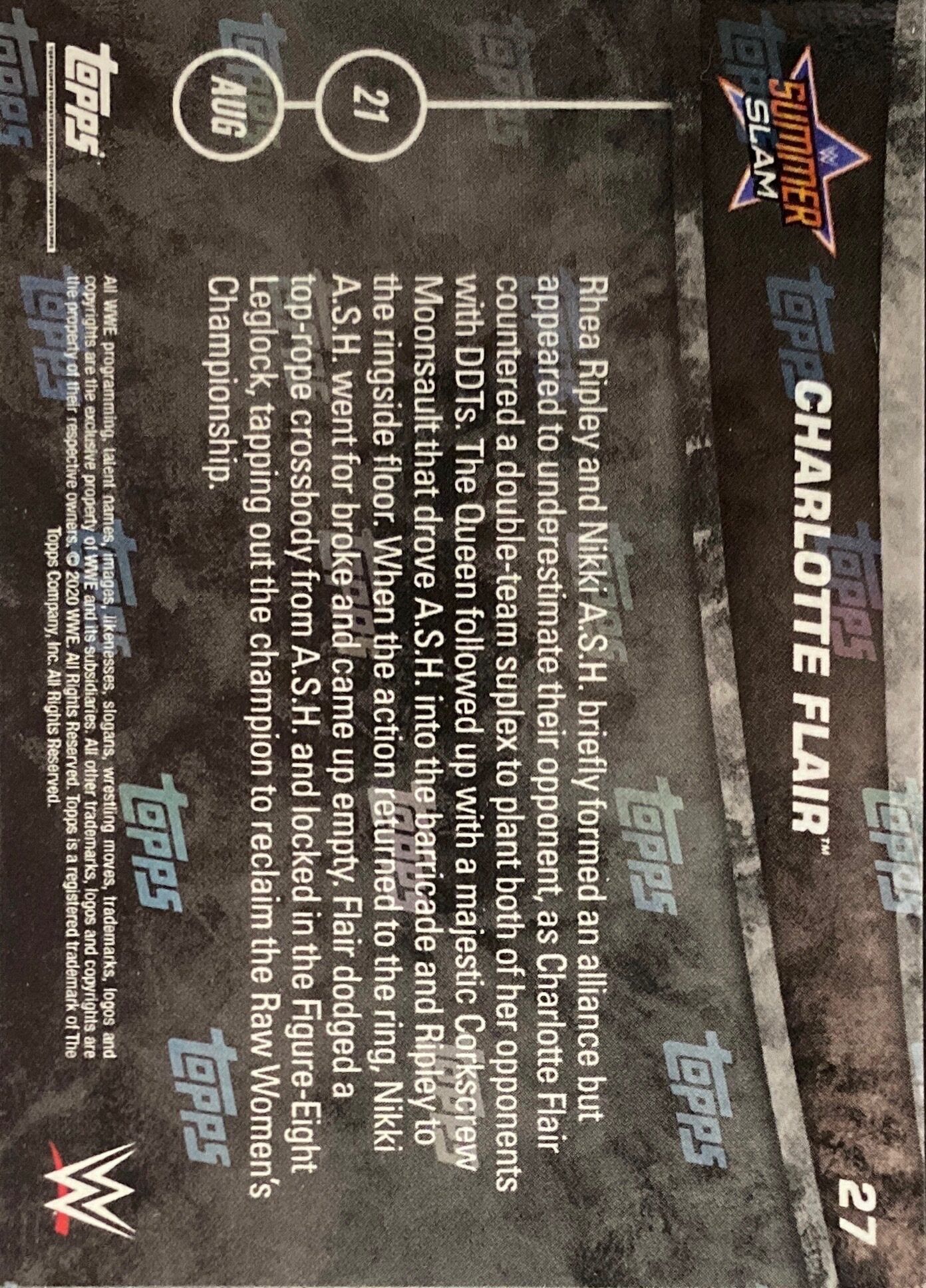 Charlotte Flair Wins the RAW Women’s Championship trading card PW Catalog
