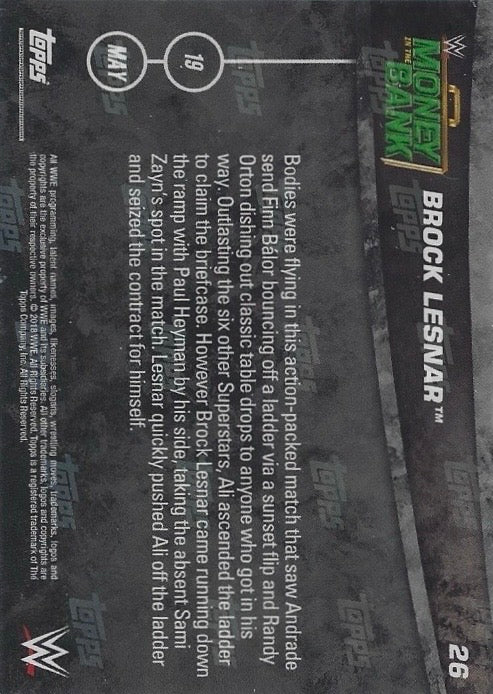 Brock Lesnar Wins the Men’s Money in the Bank Ladder Match trading card PW Catalog