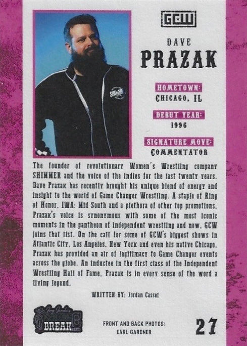 “Hall of Famer” Dave Prazak trading card PW Catalog