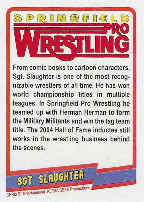 SGT. Slaughter – Michigan, USA trading card PW Catalog