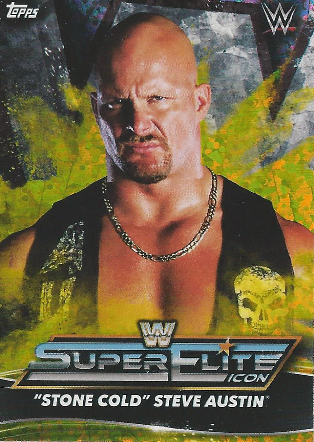 Topps WWE Superstars 2021 Stone Cold Steve Austin IC6 Yellow trading card PW Catalog