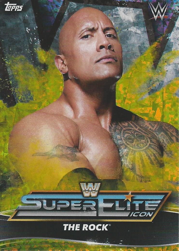 Topps WWE Superstars 2021 The Rock IC7 Yellow trading card PW Catalog