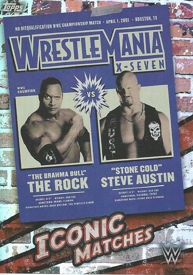 Topps WWE Superstars 2021 Stone Cold Steve Austin vs The Rock MA7 trading card PW Catalog