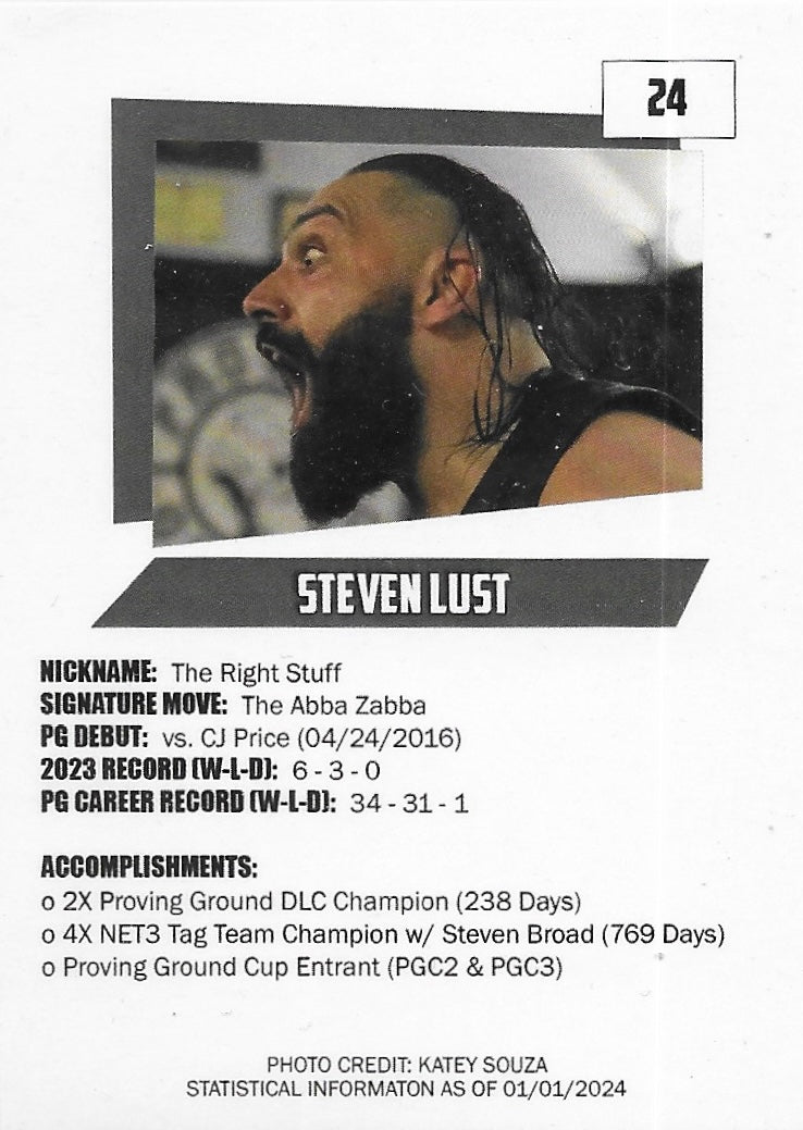 The Right Stuff Steven Lust trading card PW Catalog