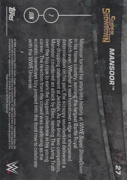 Mansoor Wins the 50-MAN Battle Royal trading card PW Catalog