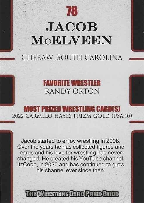 Jacob Mcelveen “Itzcobb” trading card PW Catalog