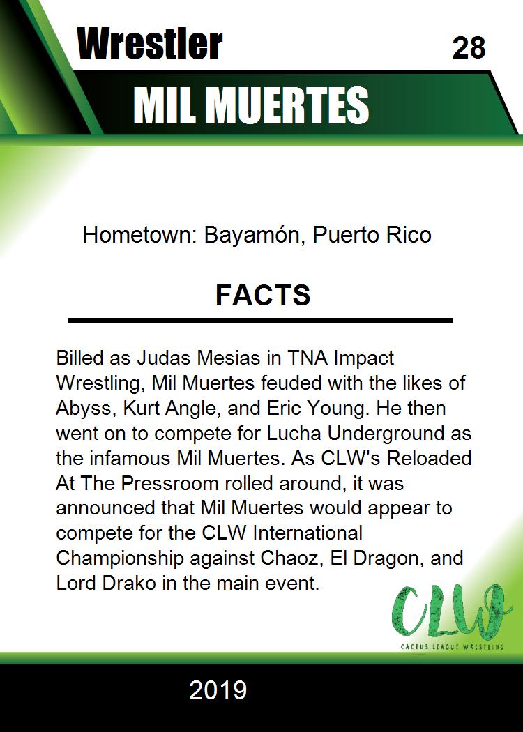 MIL Muertes trading card PW Catalog