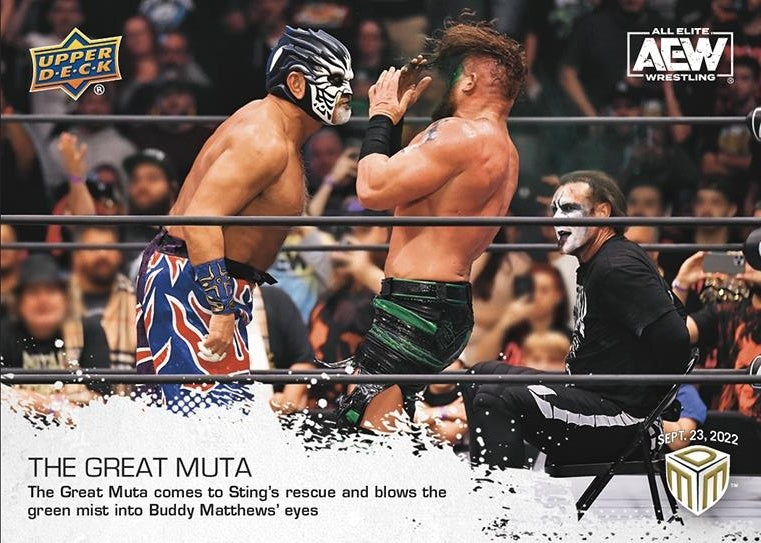 The Great Muta – The Great Muta Comes to Sting’s Rescue and Blows the Green Mist Into Buddy Matthews’ Eyes
